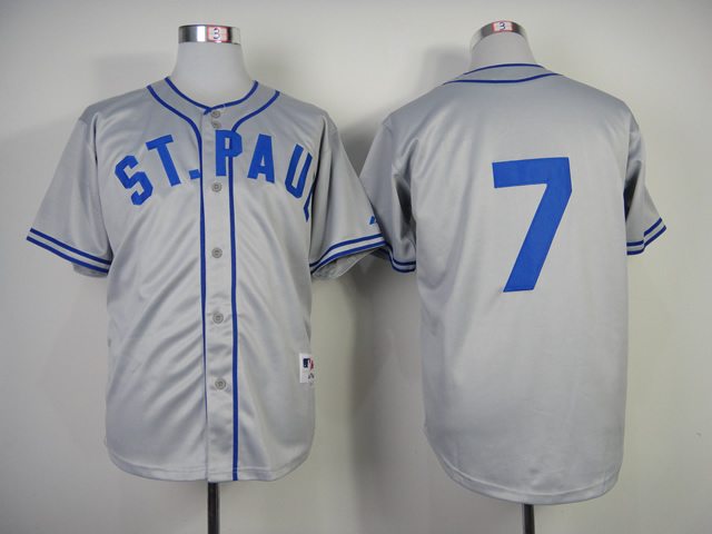Men Minnesota Twins #7 Mauer Grey Throwback 1948 MLB Jerseys->minnesota twins->MLB Jersey